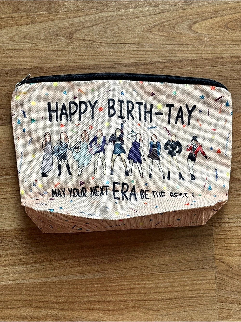 Taylor Swift Happy Birthday Cosmetic Pouch Pink & Black